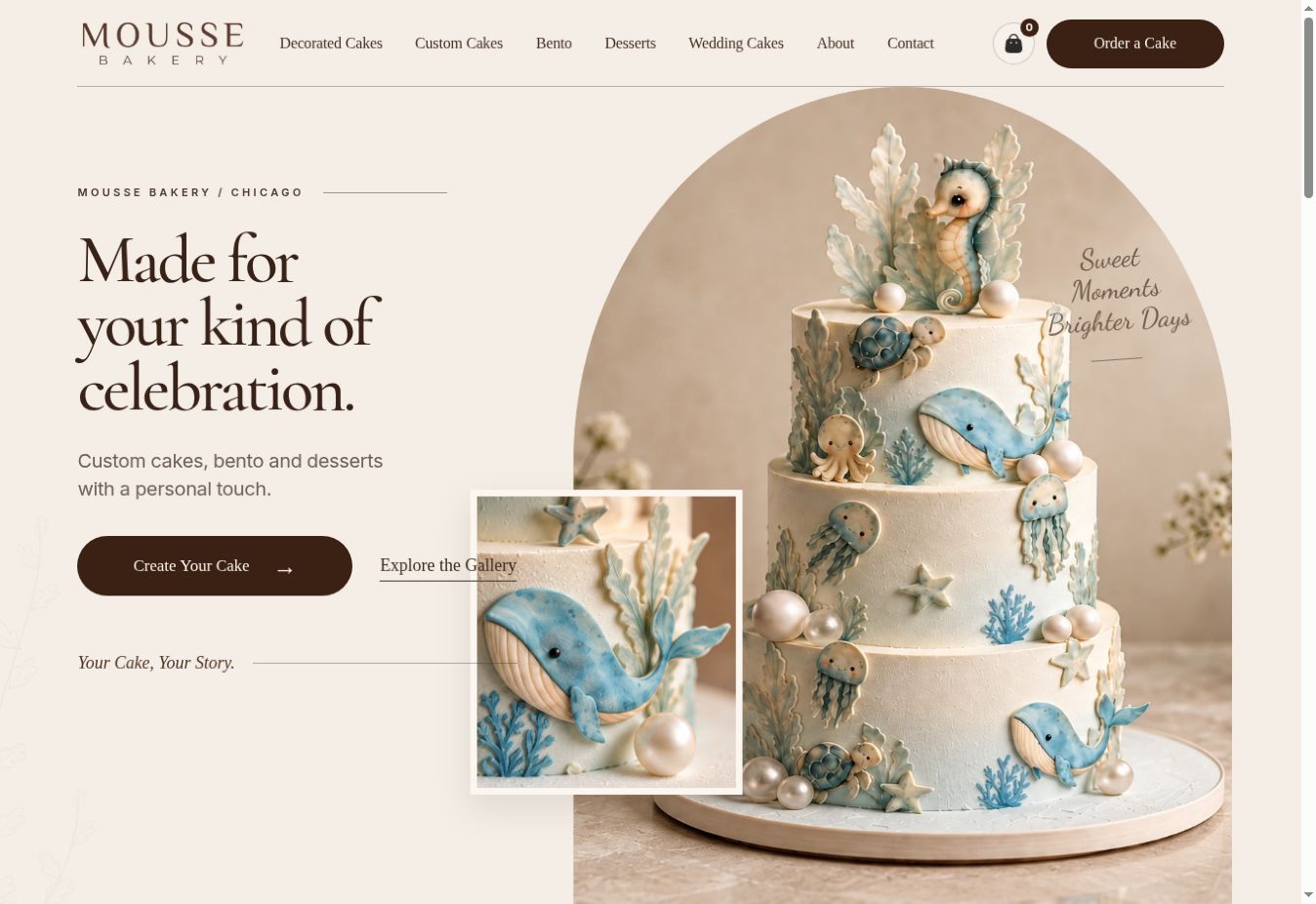Mousse Bakery live website desktop preview